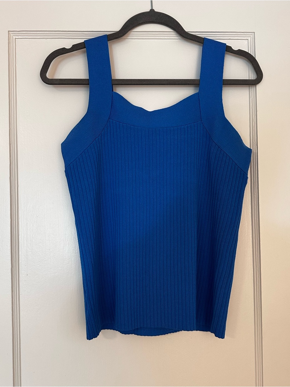 Ann Taylor Royal Blue Ribbed Square-Neck Tank